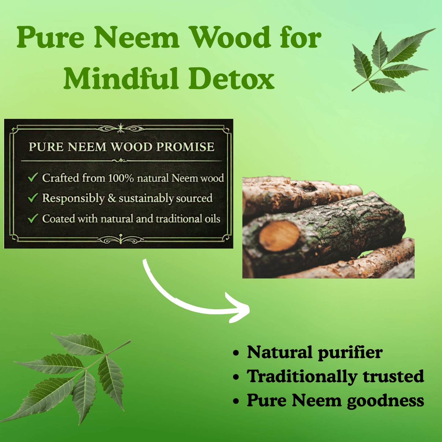 Detox Glass - Body Detox Wooden Water Glass (100% Natural Neem Wood)